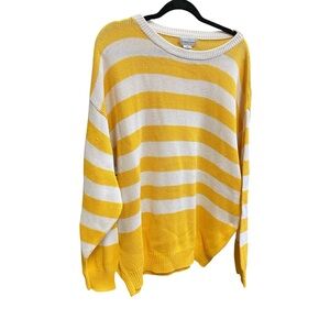 Vintage Striped Scoop Neck Sweater in Yellow and White